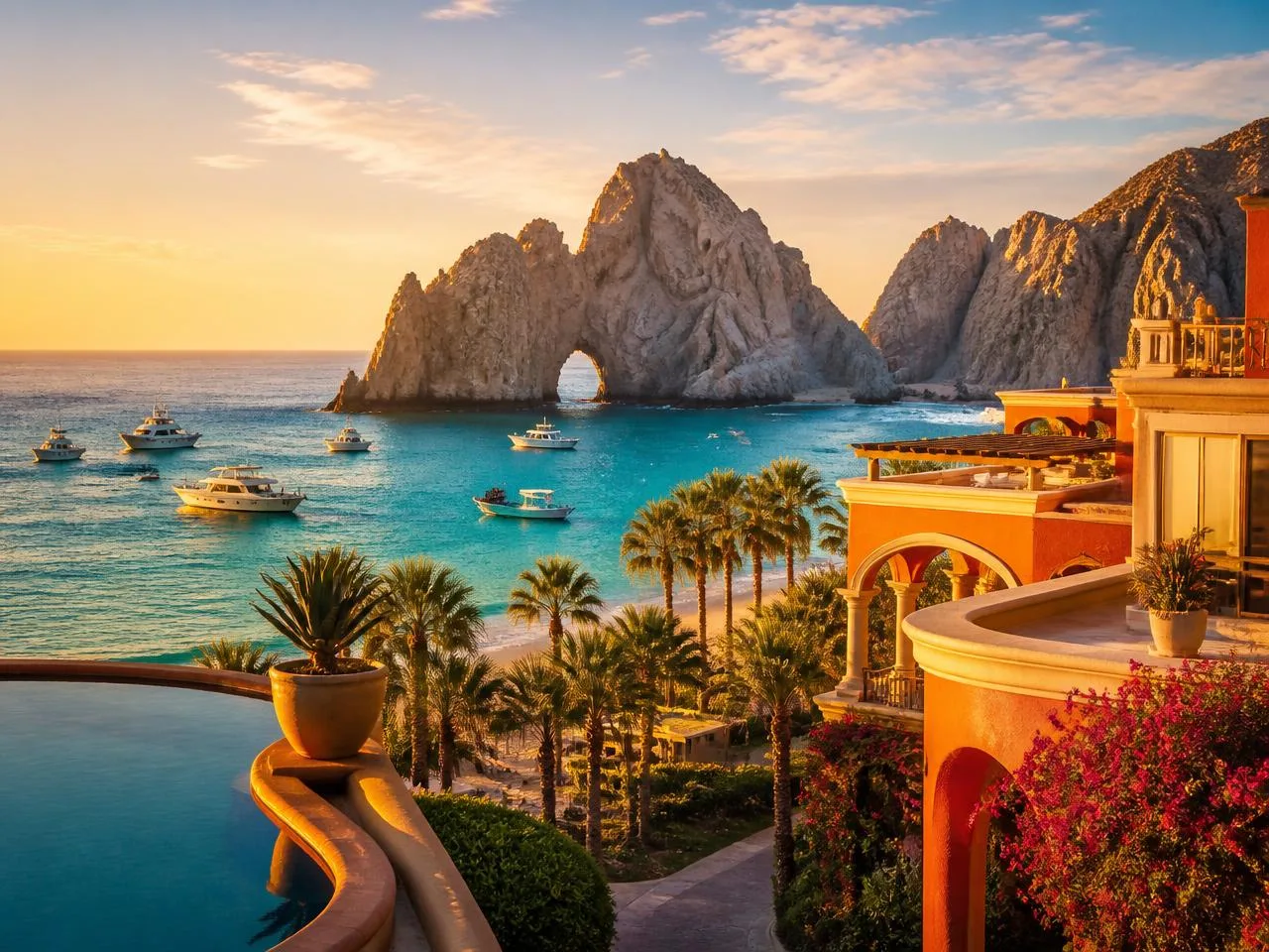 Mexican coastal getaway at golden hour
