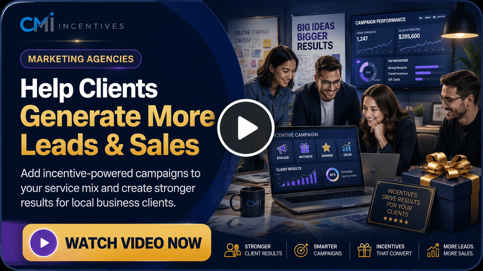 Marketing-agency video thumbnail about helping clients generate more leads and sales