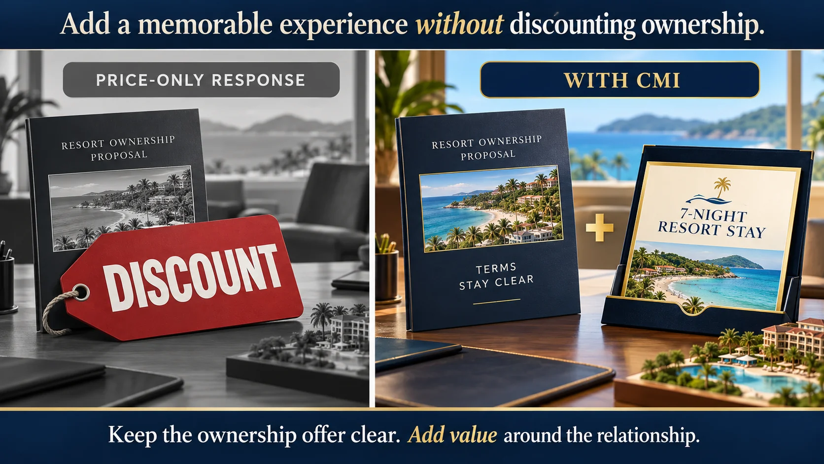 Vacation ownership presentation with a separate promotional travel certificate adding value