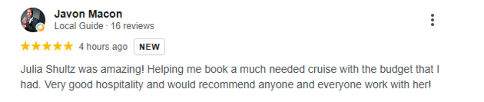 Original written review from Javon Macon