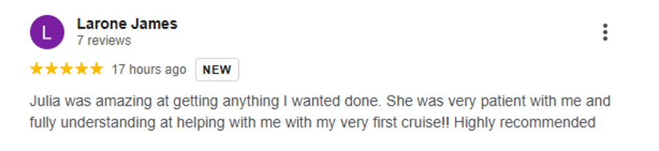 Original written review from Larone James