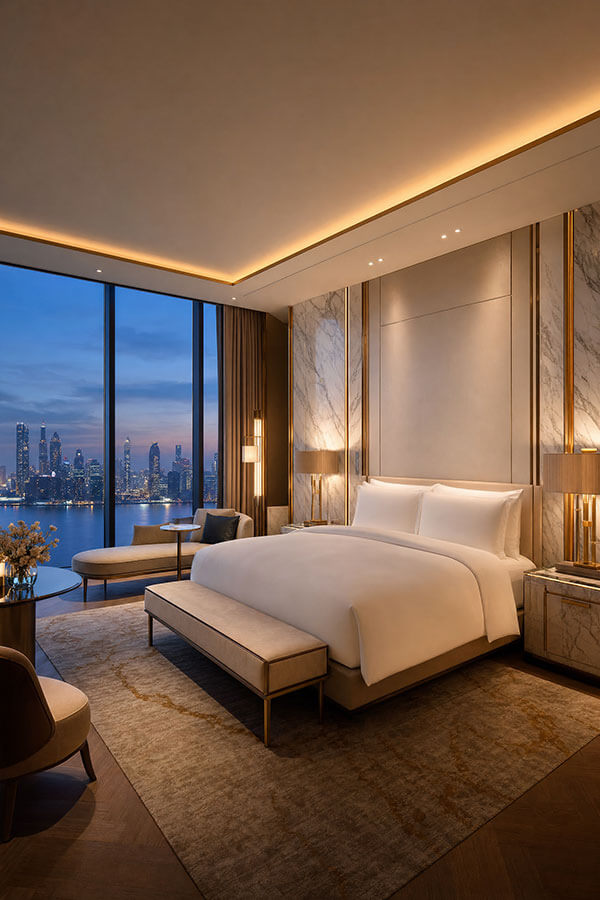 Luxury hotel suite with city view — hotel rewards